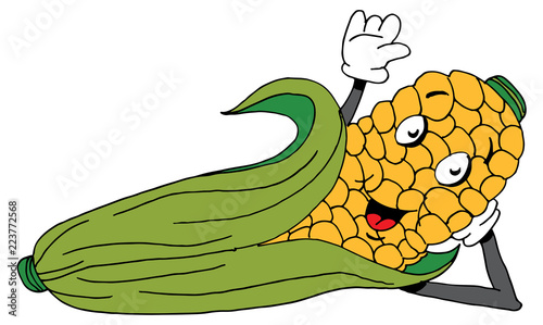 Reclining Corn on The Cob Cartoon