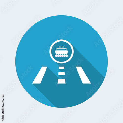 Vector illustration of single isolated road to port icon