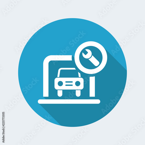 Vector illustration of single isolated car repair box icon