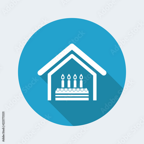 Vector illustration of single isolated home birthday icon