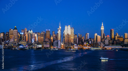 Travel USA  New York City. View of Manhattan skyline at twilight from Boulevard East  NJ..