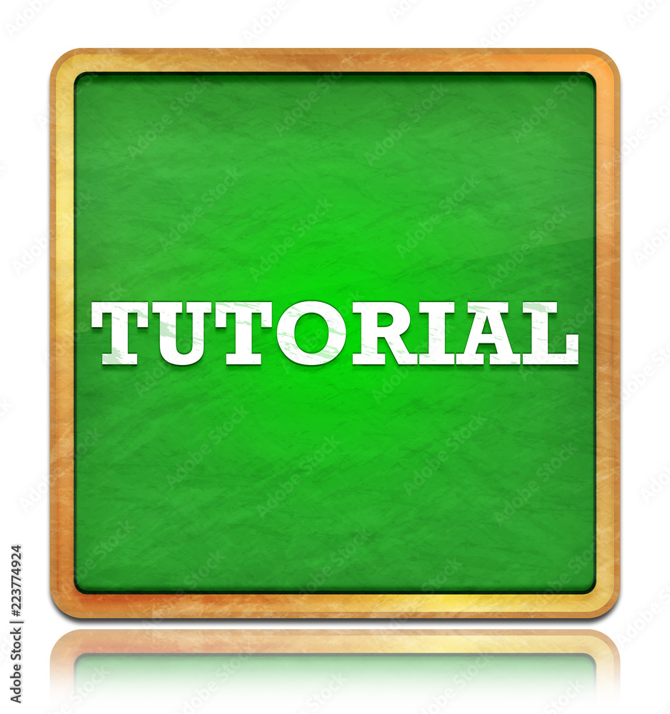 Obraz premium Tutorial green chalkboard square button