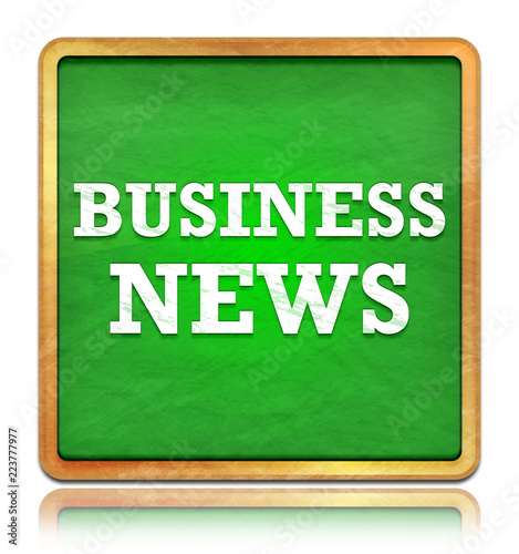 Business News green chalkboard square button