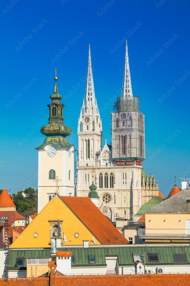 Cathedral in Zagreb, Croatia, view from Upper town Cathedral in Zagreb, Croatia, view from Upper town