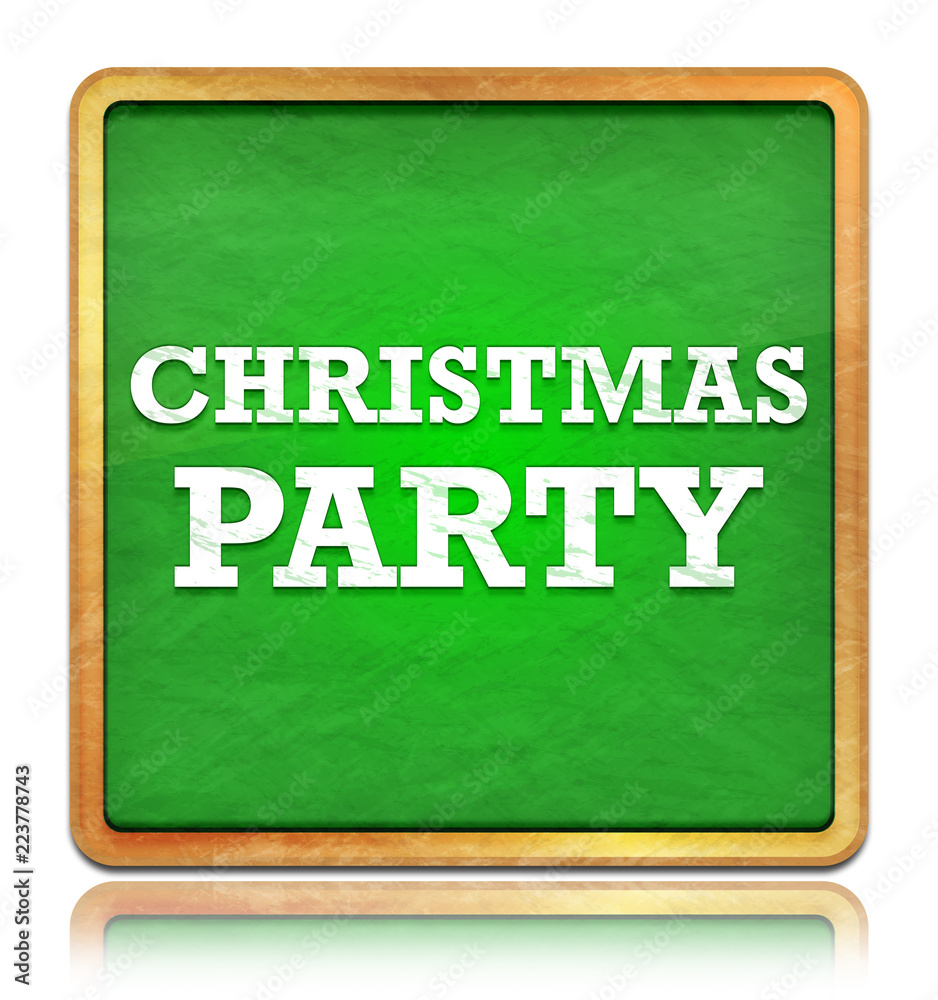 Christmas Party green chalkboard square button Christmas Party green chalkboard square button