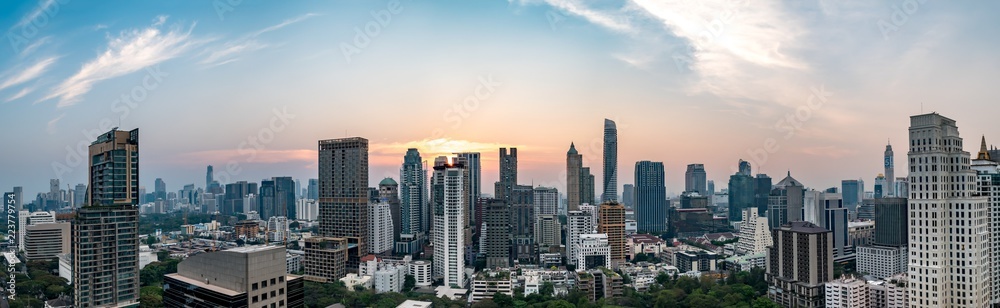 Skyline of Bangkok from the Indigo Hotel Rooftop Bar, Thailand