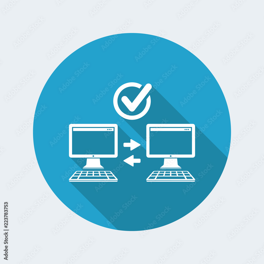 Check compueter transfer - Flat minimal icon Check compueter transfer - Flat minimal icon