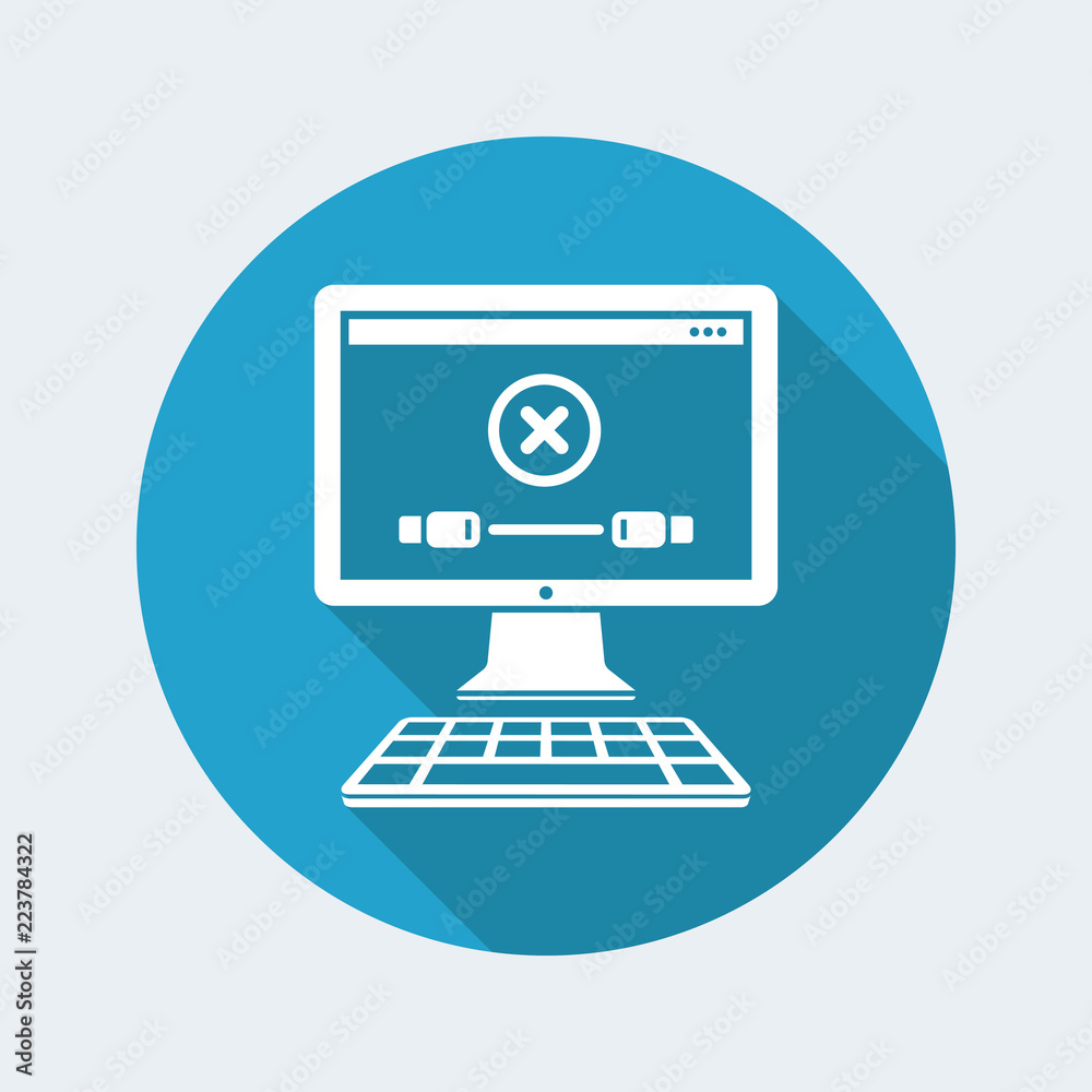 Error cable connection to computer - Vector flat minimal icon Error cable connection to computer - Vector flat minimal icon