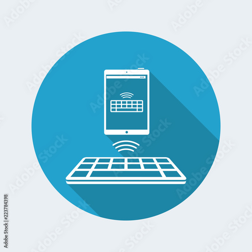 Wireless keyboard connected to tablet - Vector flat minimal icon photo