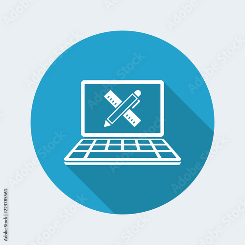 Computer design project - Vector web flat icon