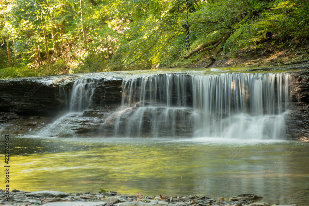Waterfall on Four Mile creek in late summer at Wintergreen gorge