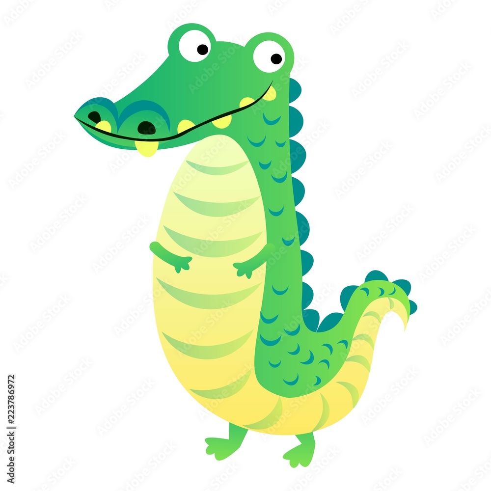Fototapeta premium Cute crocodile cartoon isolated on white background