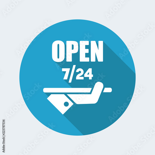 Constantly open - Shop services 7/24 - Vector web icon