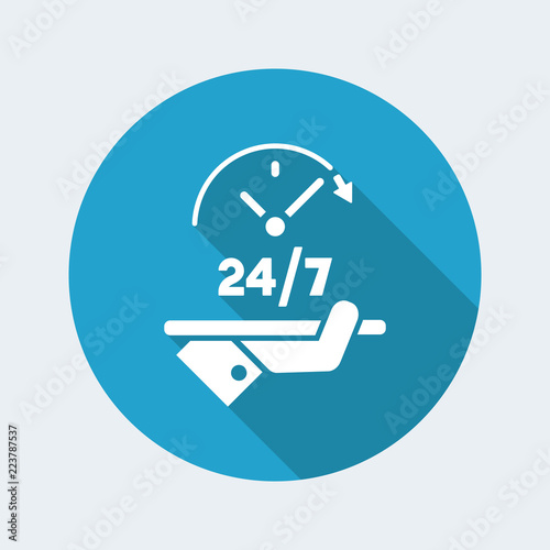 Full time open - Shop services 7/24 - Vector web icon
