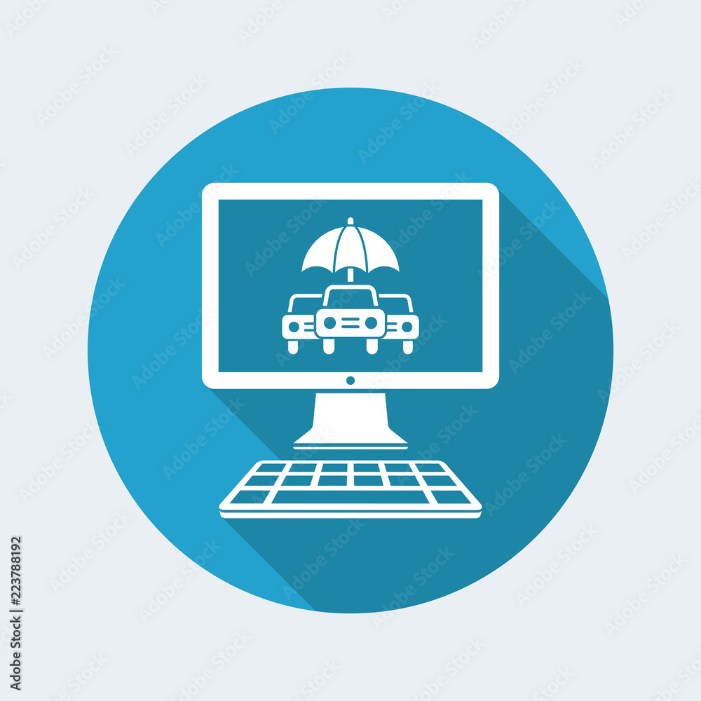 Online automotive insurance - Vector web icon Online automotive insurance - Vector web icon