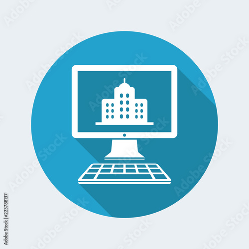 Find house or hotel online - Vector web icon