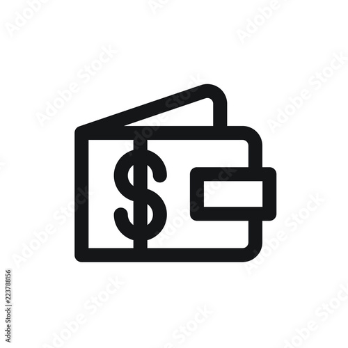 Wallet with dollar sign minimal outline vector icon for web and mobile