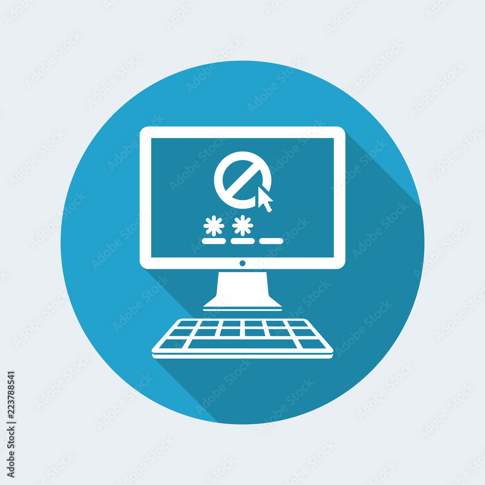 Computer access denied - Vector flat icon Computer access denied - Vector flat icon