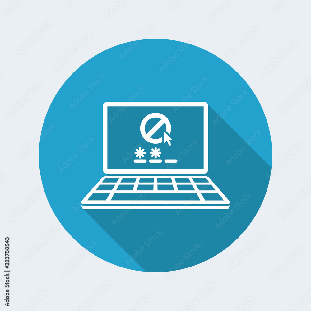 Computer access denied - Vector flat icon Computer access denied - Vector flat icon
