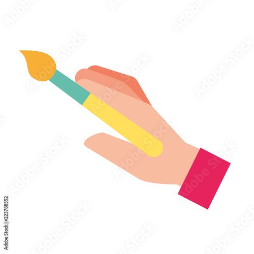 graphic designer hand with paint brush tool