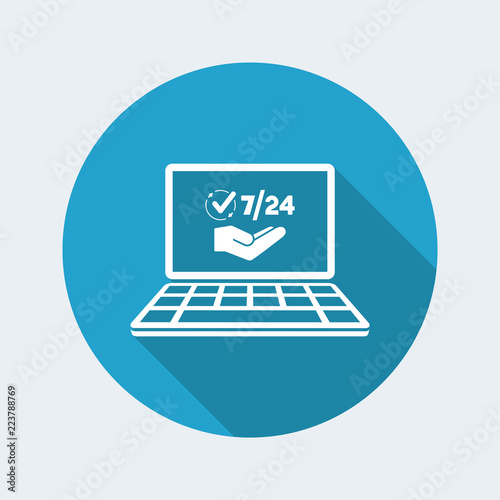 7/24 online services - Vector flat icon