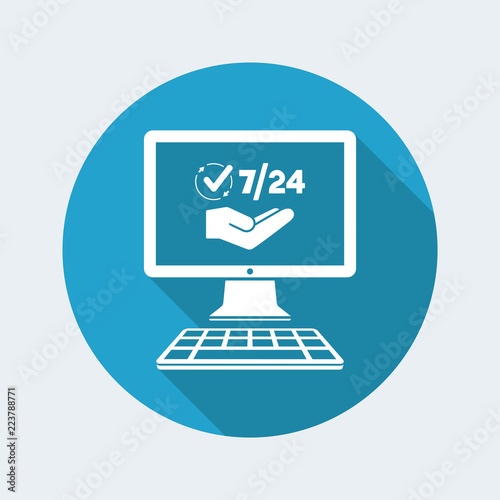 7/24 online services - Vector flat icon