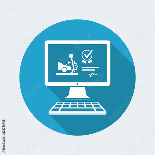 Online insurance assistance for car crash - Vector flat icon