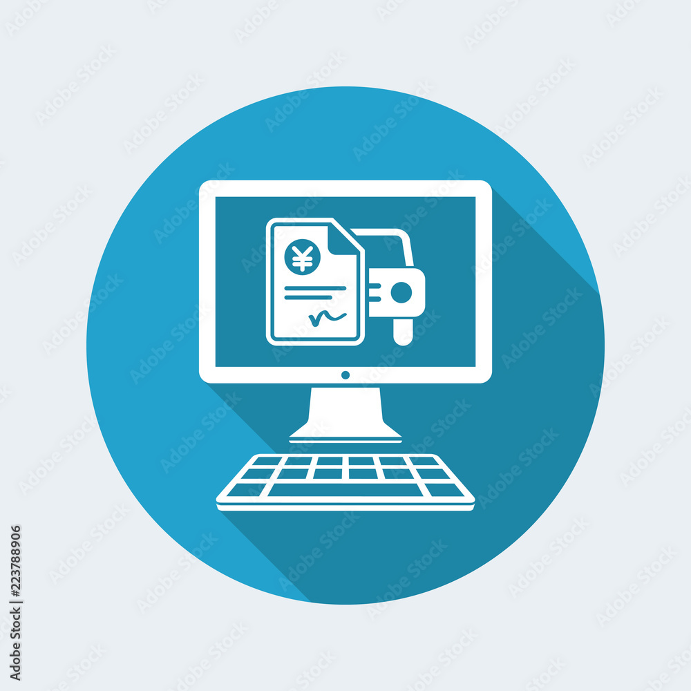 Automotive online quote - Yen - Vector flat icon Automotive online quote - Yen - Vector flat icon