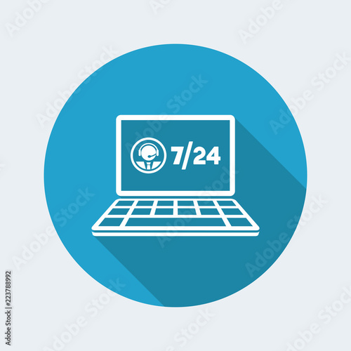 7/24 computer assistance - Vector flat icon