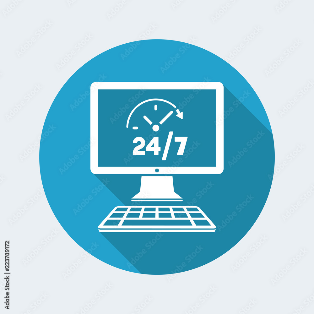Full time 24/7 web services - Vector flat icon Full time 24/7 web services - Vector flat icon