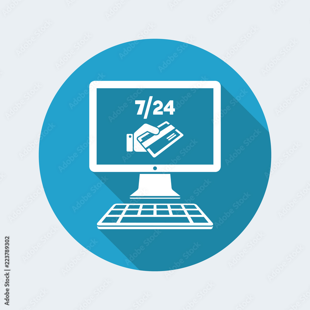 Credit card payment online 7/24 - Vector flat icon Credit card payment online 7/24 - Vector flat icon