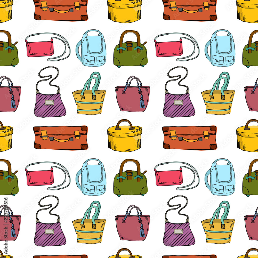 Seamless pattern with suitcases and bags. Seamless pattern with suitcases and bags.