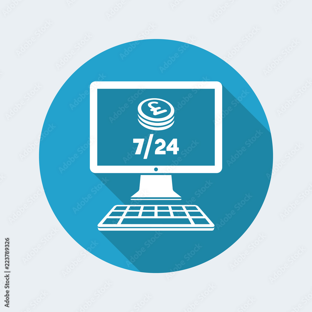 Sterling - Daily banking service 7/24 - Vector flat icon Sterling - Daily banking service 7/24 - Vector flat icon