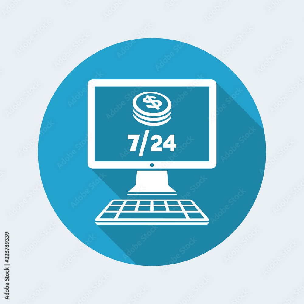 Dollar - Daily banking service 7/24 - Vector flat icon Dollar - Daily banking service 7/24 - Vector flat icon