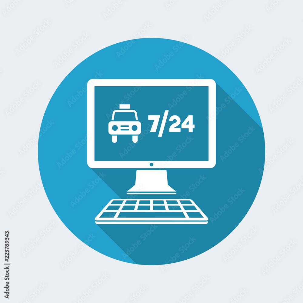 Web taxi service - 7/24 - Vector flat icon Web taxi service - 7/24 - Vector flat icon