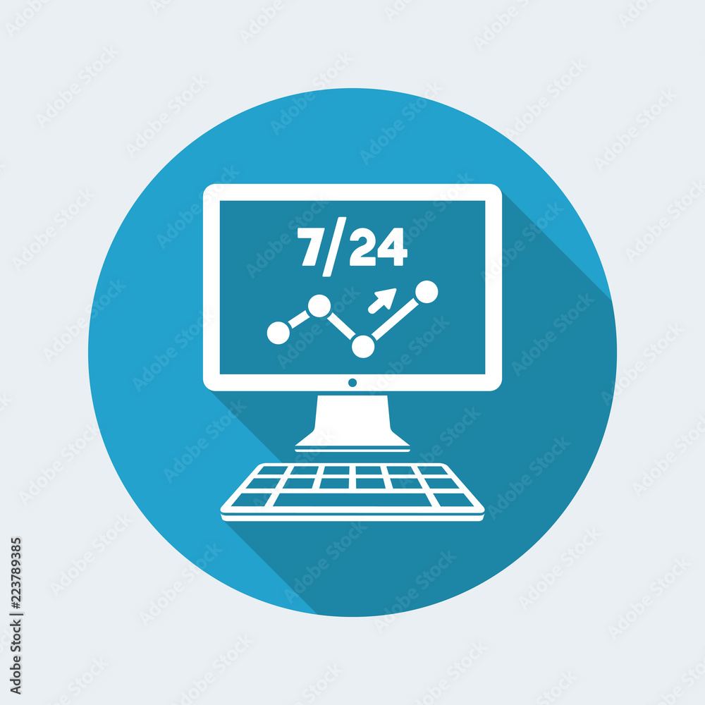 Data report services 7/24 - Vector flat icon Data report services 7/24 - Vector flat icon