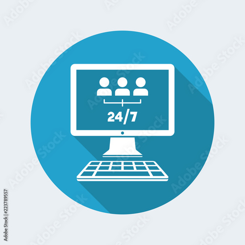 Team network services 24/7 - Vector flat icon