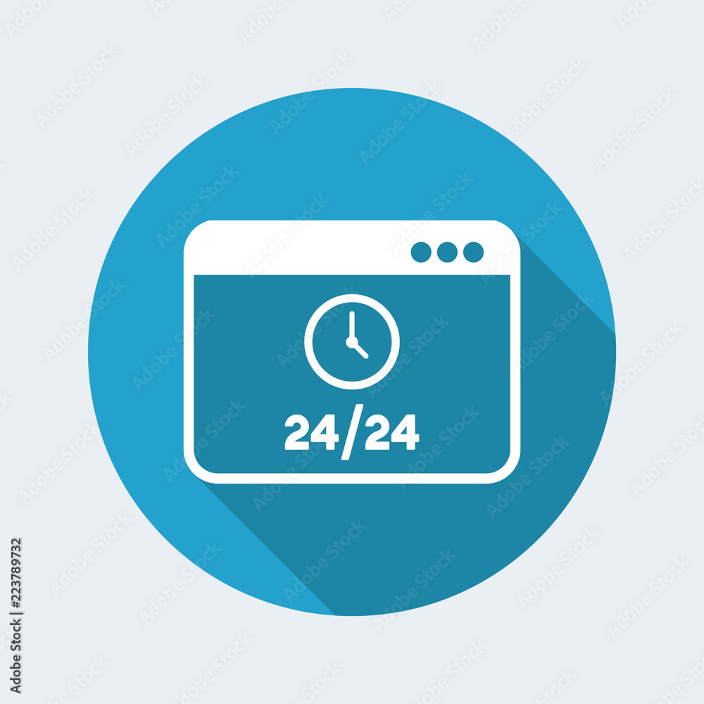 Computer service full time - Vector flat icon Computer service full time - Vector flat icon