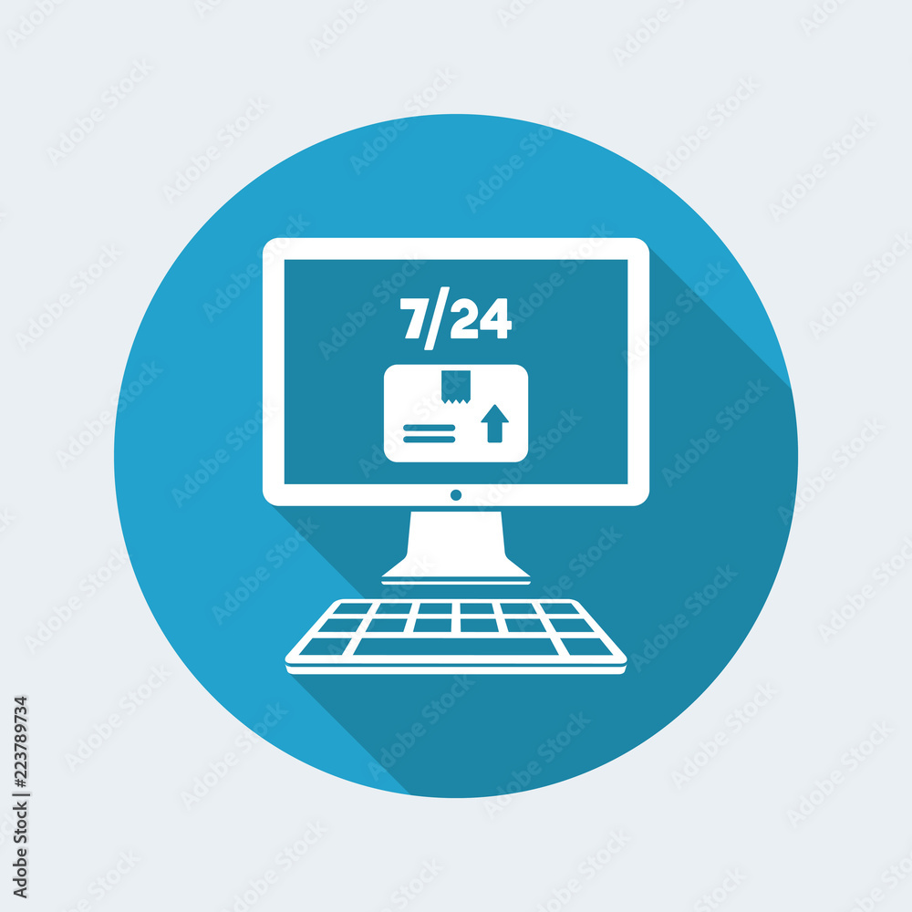 Delivery service 7/24 - E-commerce button - Vector flat icon Delivery service 7/24 - E-commerce button - Vector flat icon