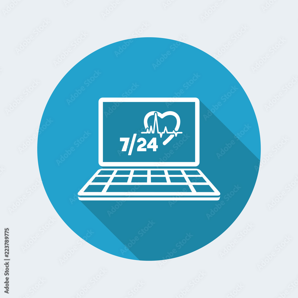 Online medical assistance 7/24 - Vector flat icon Online medical assistance 7/24 - Vector flat icon