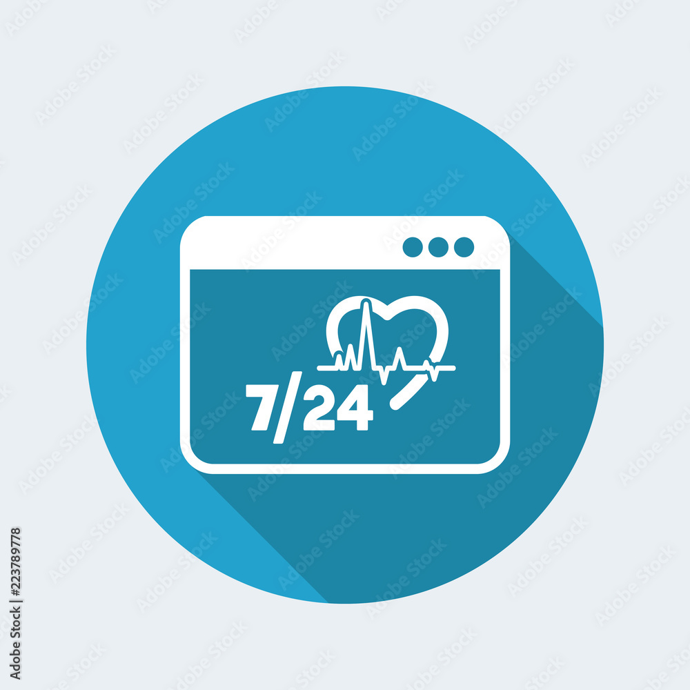 Online medical assistance 7/24 - Vector flat icon