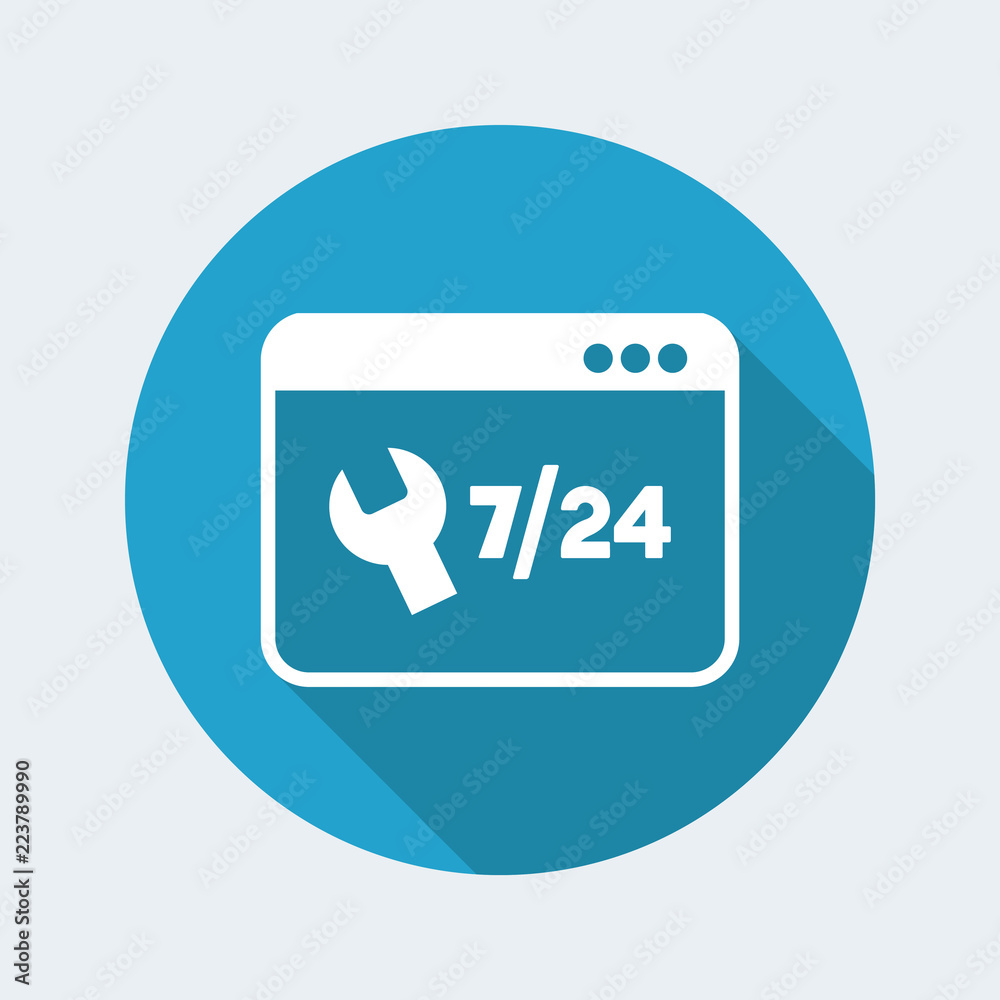 Steady services 24/7 - Vector flat icon Steady services 24/7 - Vector flat icon