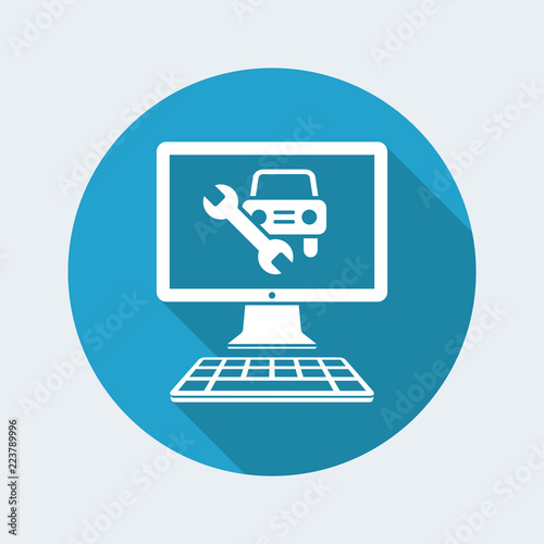 Automotive assistance services online - Vector flat icon
