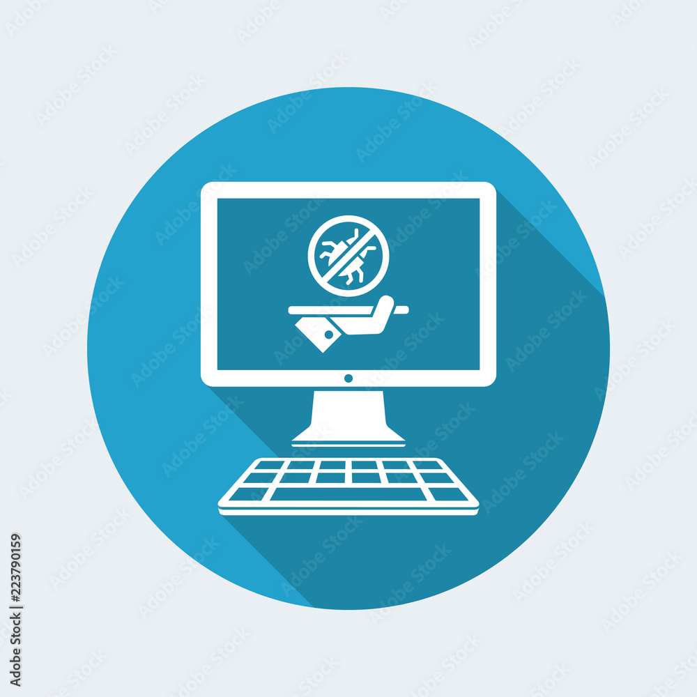 Computer antivirus services - Vector flat icon Computer antivirus services - Vector flat icon