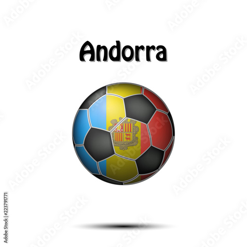 Flag of Andorra in the form of a soccer ball
