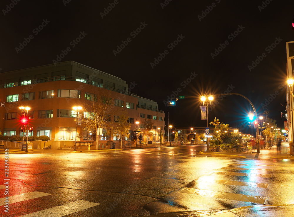 Whitehorse,Canada-September 12, 2018: Night view of Main Street in Whitehorse, Canada