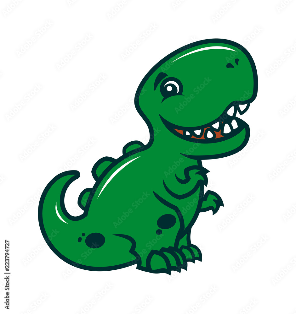Obraz premium Smiling dinosaur - a cute cartoon character mascot