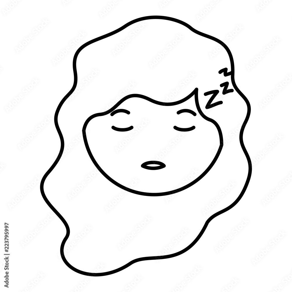cartoon head woman asleep kawaii character cartoon head woman asleep kawaii character
