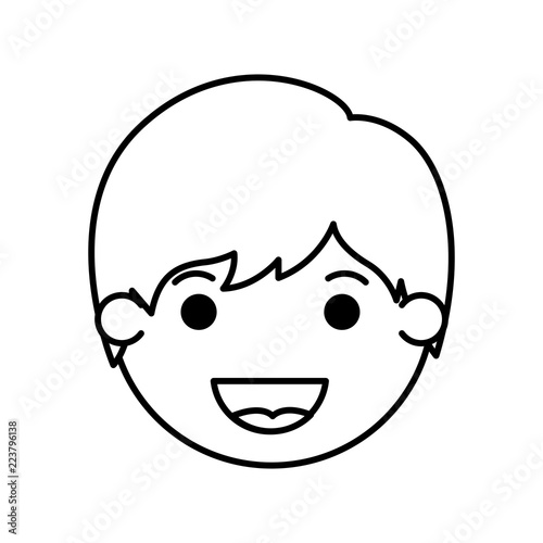 cartoon happy man head kawaii character