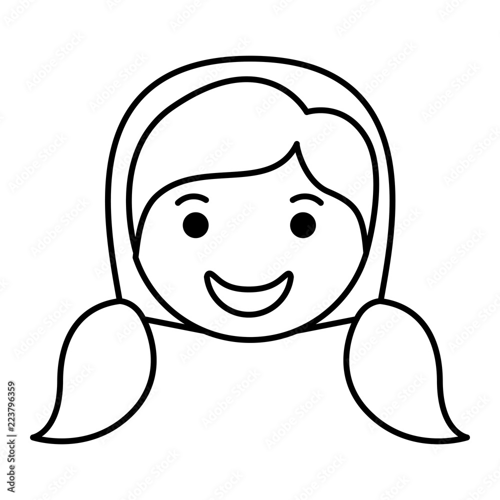 cartoon woman happy head kawaii character